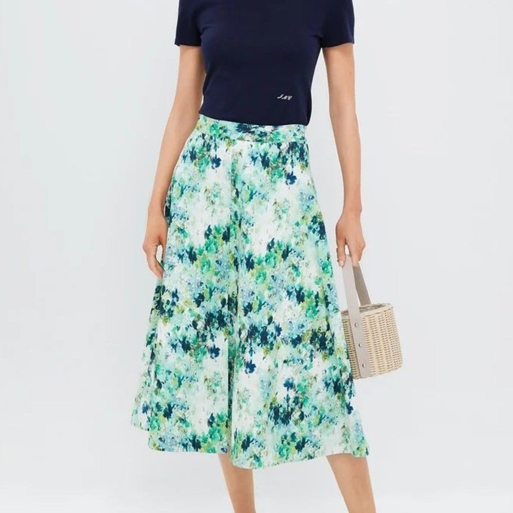 NWT Tuckernuck Midi Skirt XL Water Lillies Circle Skirt A Line Garden Party Chic